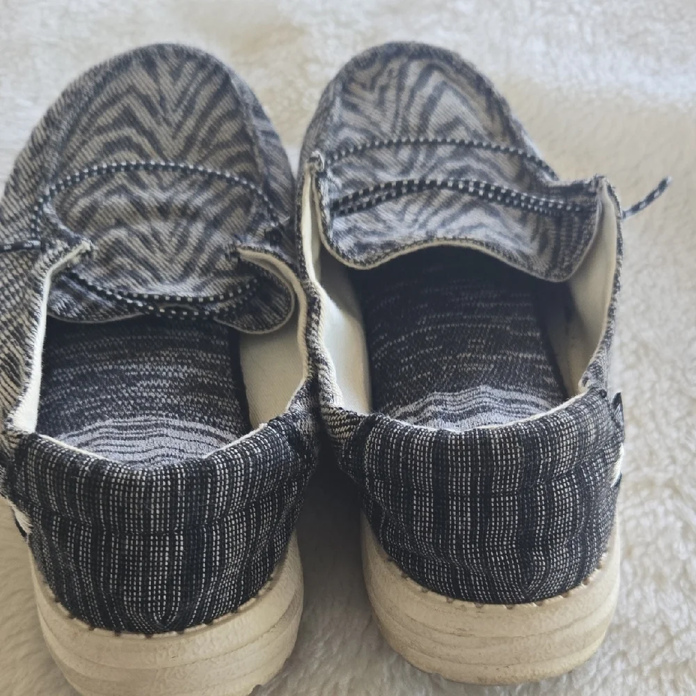 Hey Dude Black and White Kids Moccasins